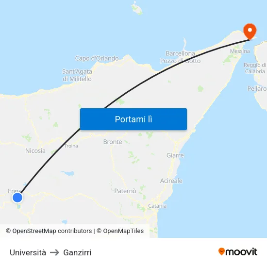 Università to Ganzirri map