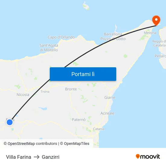 Villa Farina to Ganzirri map