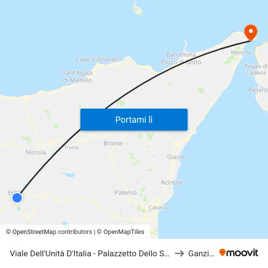 Viale Dell'Unità D'Italia - Palazzetto Dello Sport to Ganzirri map