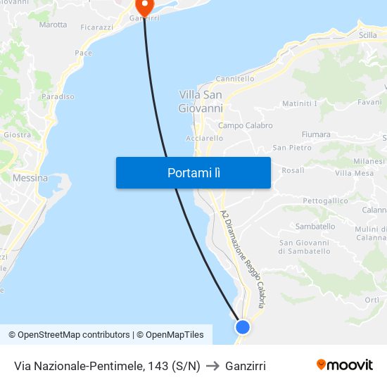 Via Nazionale-Pentimele, 143  (S/N) to Ganzirri map