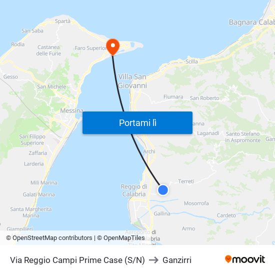 Via Reggio Campi  Prime Case (S/N) to Ganzirri map