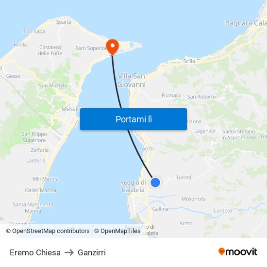 Eremo Chiesa to Ganzirri map