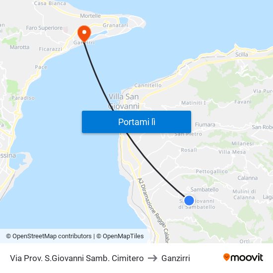 Via Prov. S.Giovanni Samb.  Cimitero to Ganzirri map