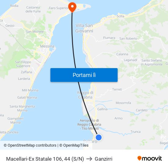 Macellari-Ex Statale 106, 44  (S/N) to Ganzirri map