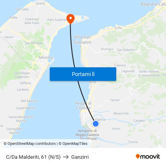 C/Da Malderiti, 61  (N/S) to Ganzirri map