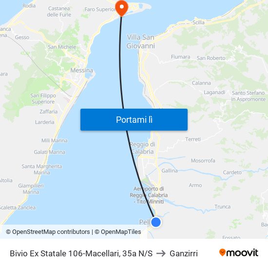 Bivio Ex Statale 106-Macellari, 35a N/S to Ganzirri map