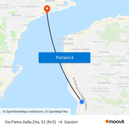 Via Pietre Della Zita, 32  (N/S) to Ganzirri map