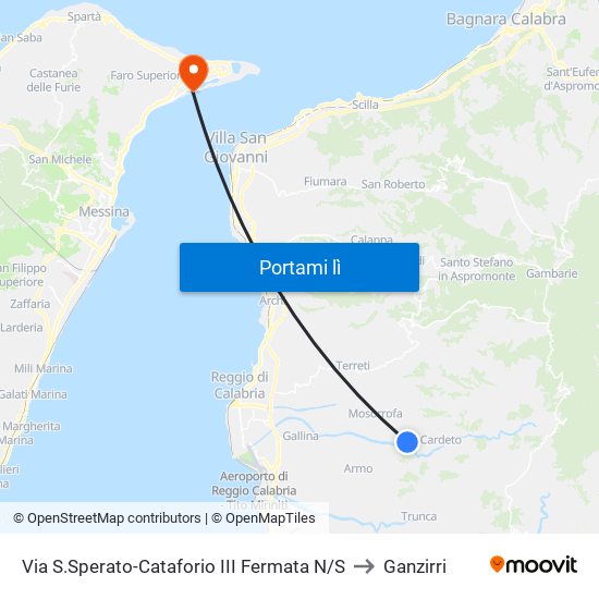 Via S.Sperato-Cataforio  III Fermata N/S to Ganzirri map