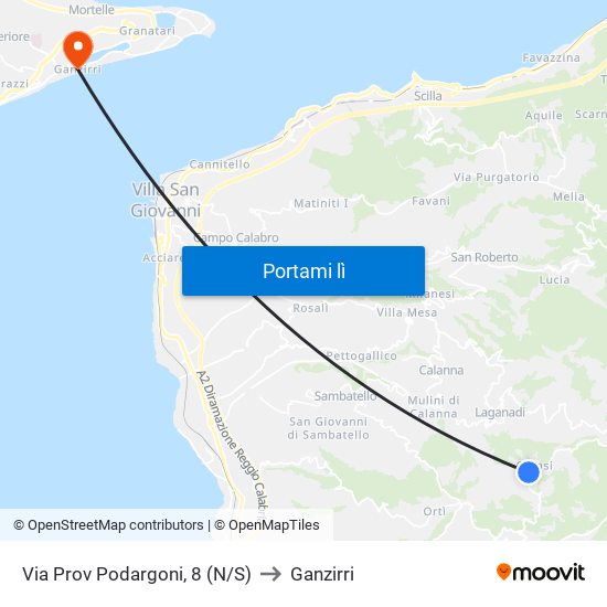 Via Prov Podargoni, 8 (N/S) to Ganzirri map