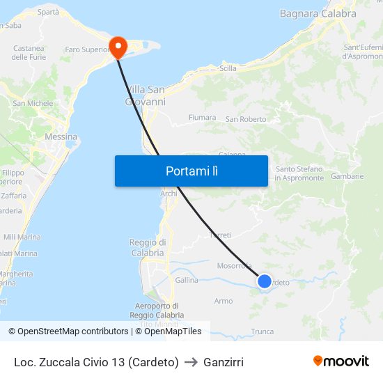 Loc. Zuccala Civio 13  (Cardeto) to Ganzirri map