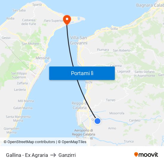 Gallina - Ex Agraria to Ganzirri map