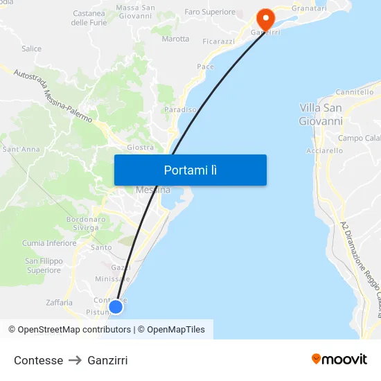 Contesse to Ganzirri map