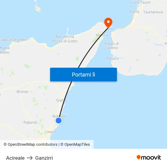 Acireale to Ganzirri map