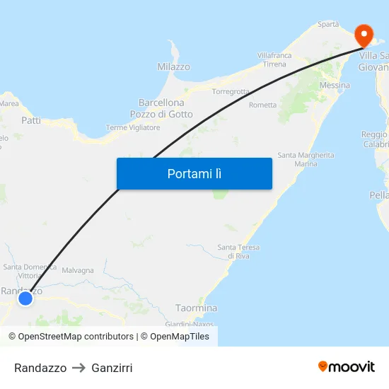 Randazzo to Ganzirri map