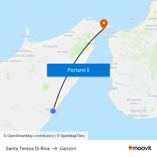 Santa Teresa Di Riva to Ganzirri map