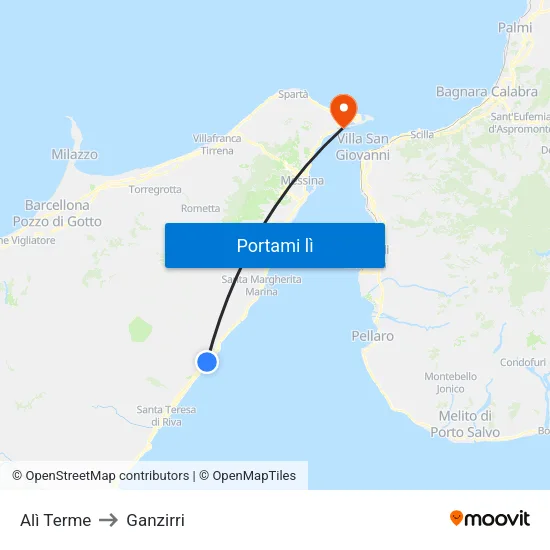 Alì Terme to Ganzirri map