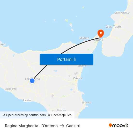 Regina Margherita - D'Antona to Ganzirri map