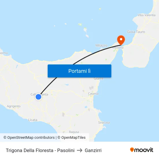 Trigona Della Floresta - Pasolini to Ganzirri map