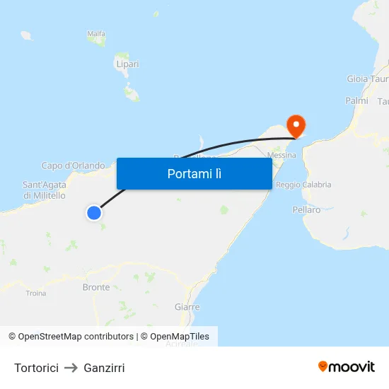 Tortorici to Ganzirri map