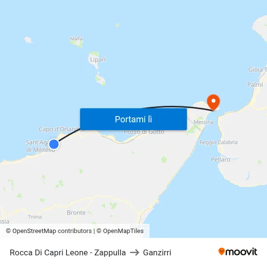 Rocca Di Capri Leone - Zappulla to Ganzirri map