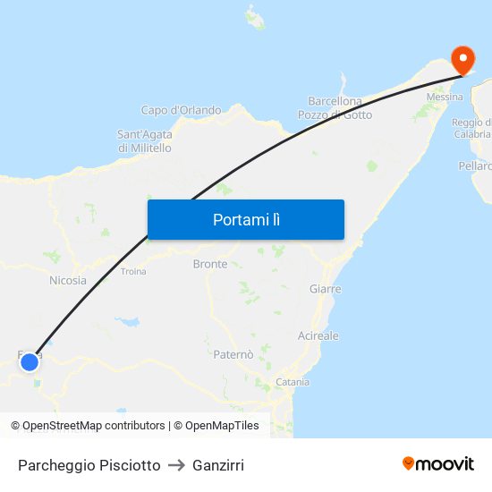 Parcheggio Pisciotto to Ganzirri map