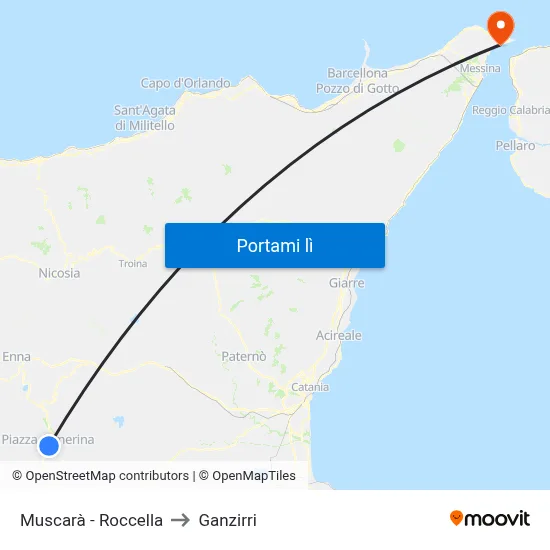 Muscarà - Roccella to Ganzirri map