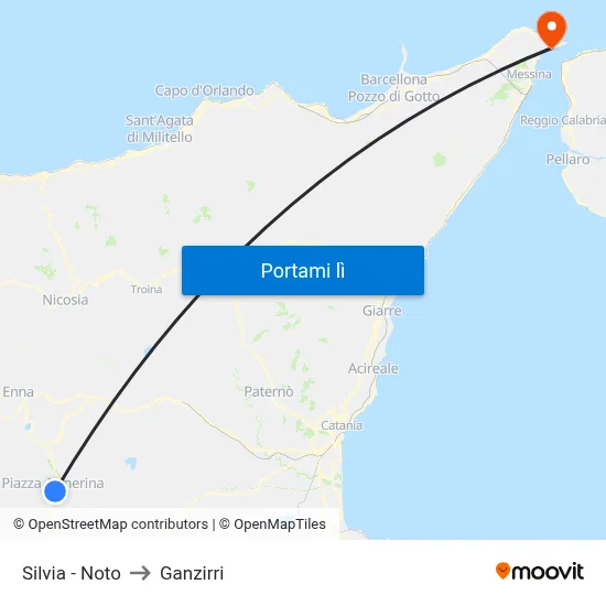 Silvia - Noto to Ganzirri map