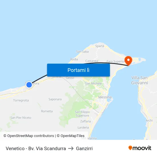 Venetico - Bv. Via Scandurra to Ganzirri map