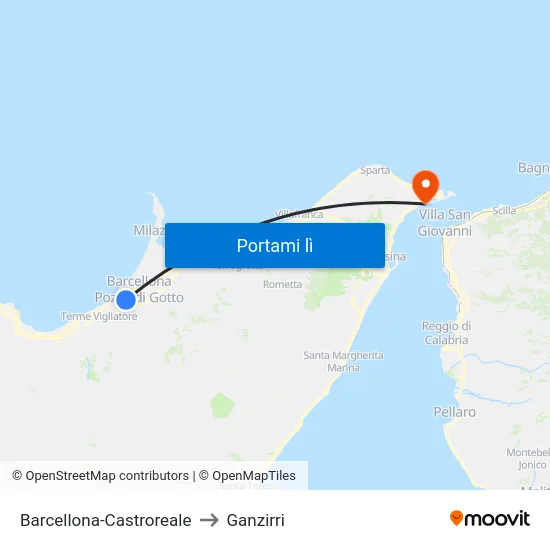 Barcellona-Castroreale to Ganzirri map