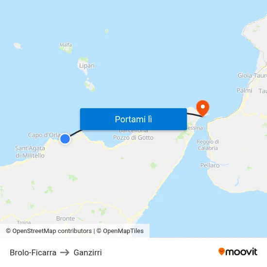 Brolo-Ficarra to Ganzirri map