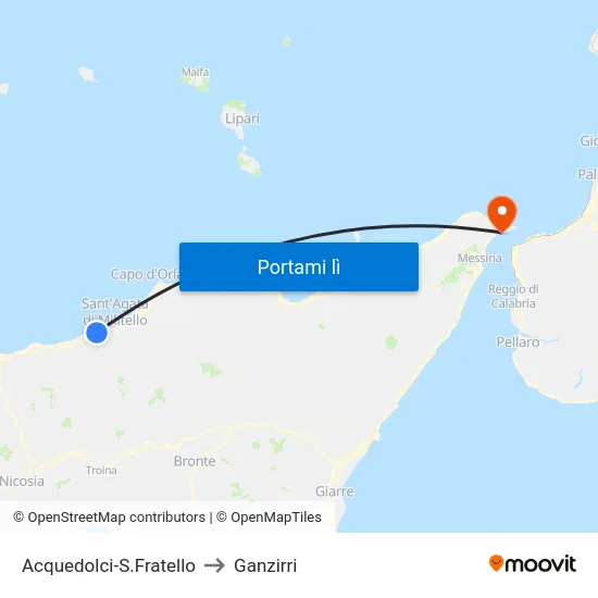 Acquedolci-S.Fratello to Ganzirri map