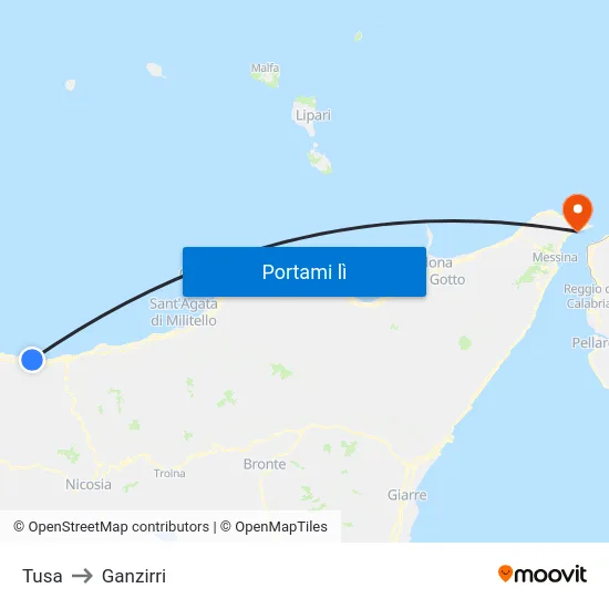 Tusa to Ganzirri map