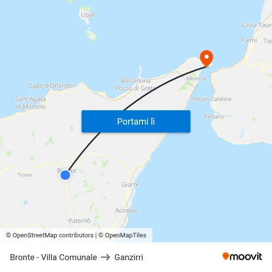 Bronte - Villa Comunale to Ganzirri map