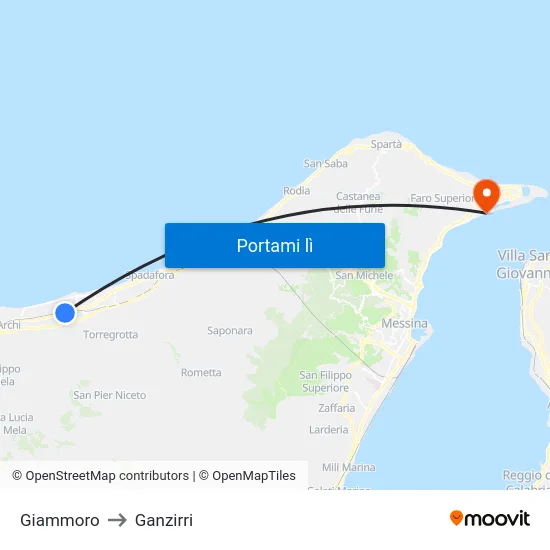 Giammoro to Ganzirri map