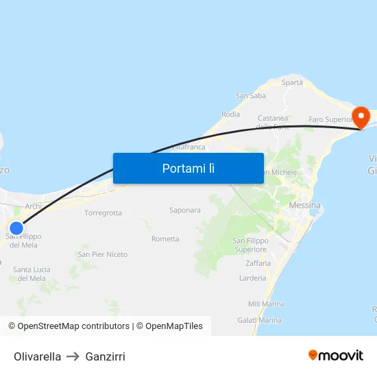 Olivarella to Ganzirri map