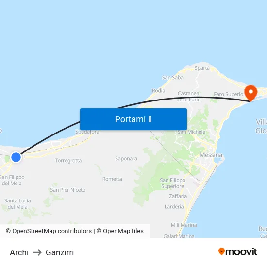 Archi to Ganzirri map