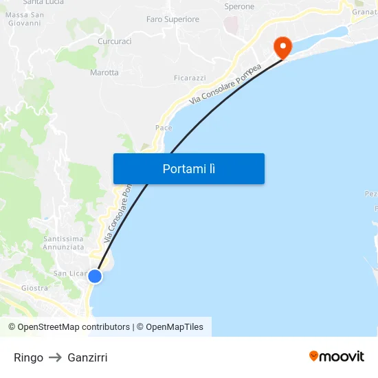 Ringo to Ganzirri map