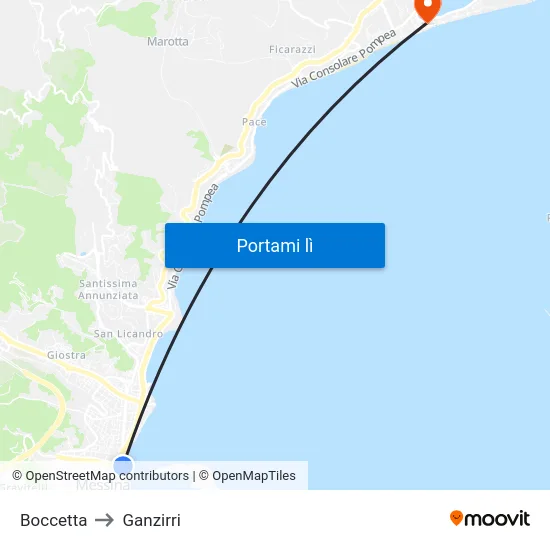 Boccetta to Ganzirri map