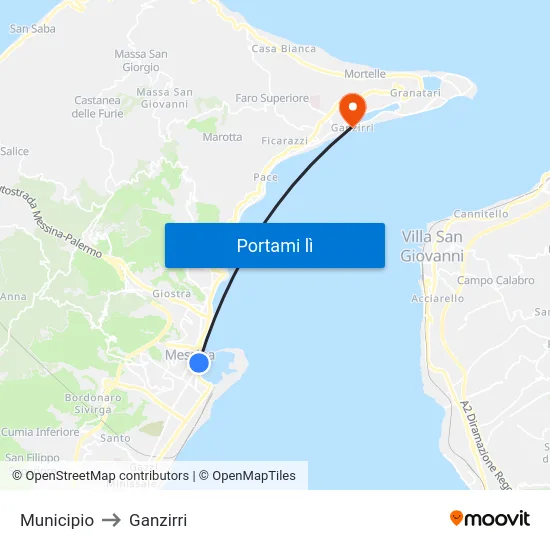 Municipio to Ganzirri map