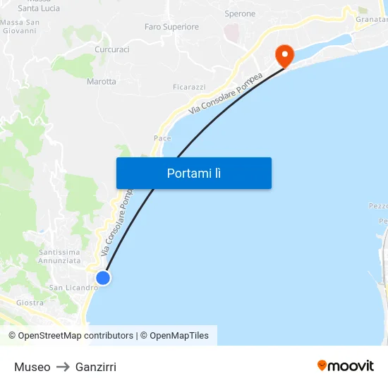 Museo to Ganzirri map