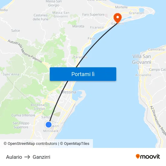 Aulario to Ganzirri map