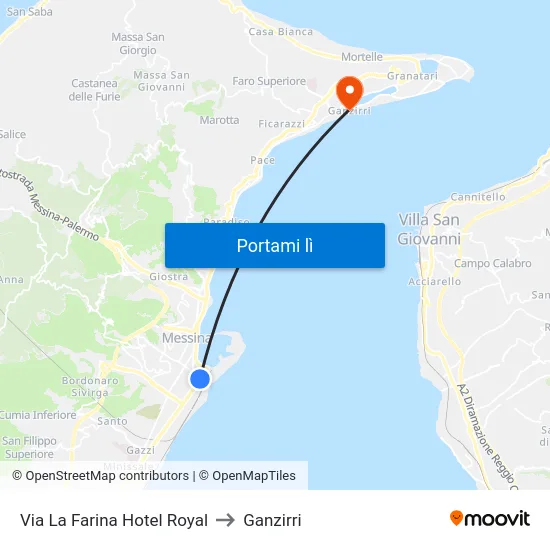 Via La Farina  Hotel Royal to Ganzirri map