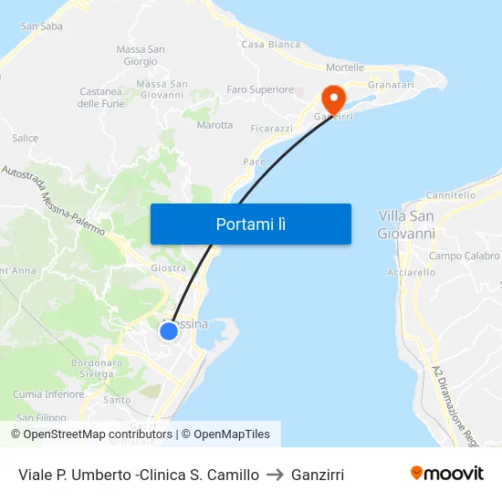 Viale P. Umberto -Clinica S. Camillo to Ganzirri map