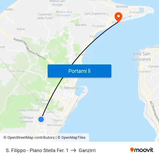 S. Filippo - Piano Stella Fer. 1 to Ganzirri map