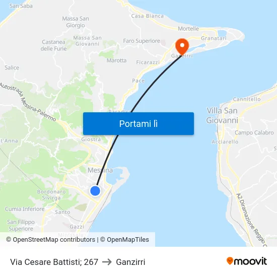Via Cesare Battisti; 267 to Ganzirri map