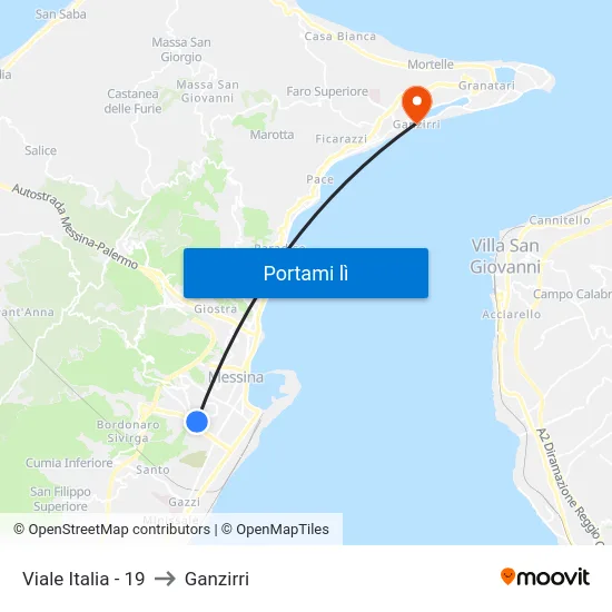 Viale Italia - 19 to Ganzirri map