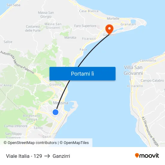 Viale Italia - 129 to Ganzirri map
