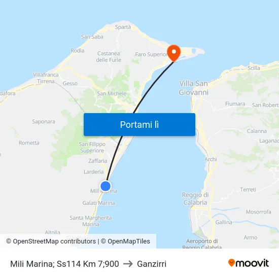 Mili Marina; Ss114 Km 7;900 to Ganzirri map