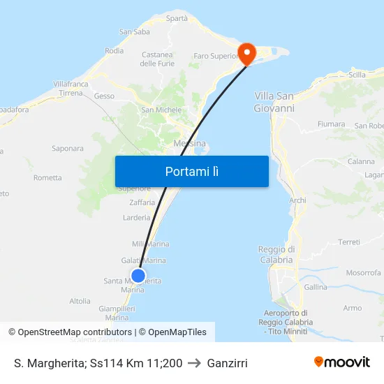 S. Margherita; Ss114 Km 11;200 to Ganzirri map
