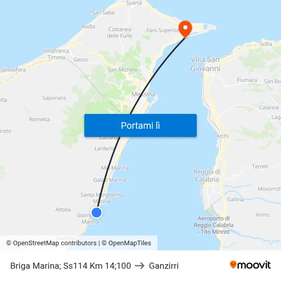 Briga Marina; Ss114 Km 14;100 to Ganzirri map